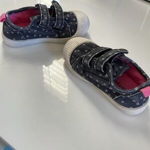 Black and White heart Sneakers with Velcro Straps